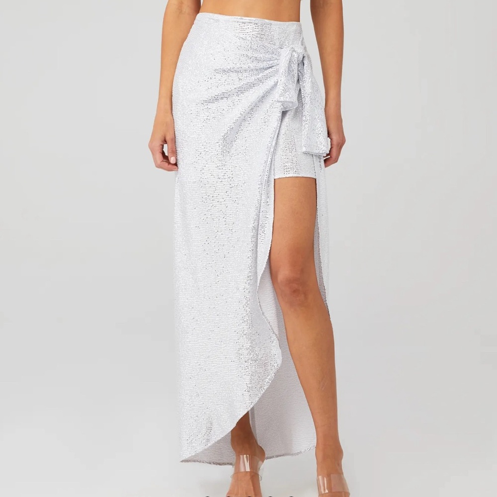 Show Me Your MuMu NWT Wrap Me Up Skirt White Silver Confetti XS